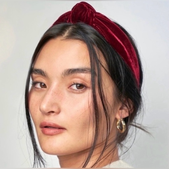 ‼️RARE‼️?Lele Sadoughi??NWOT?Velvet Hand Knotted Headband in Burgandy main image 6
